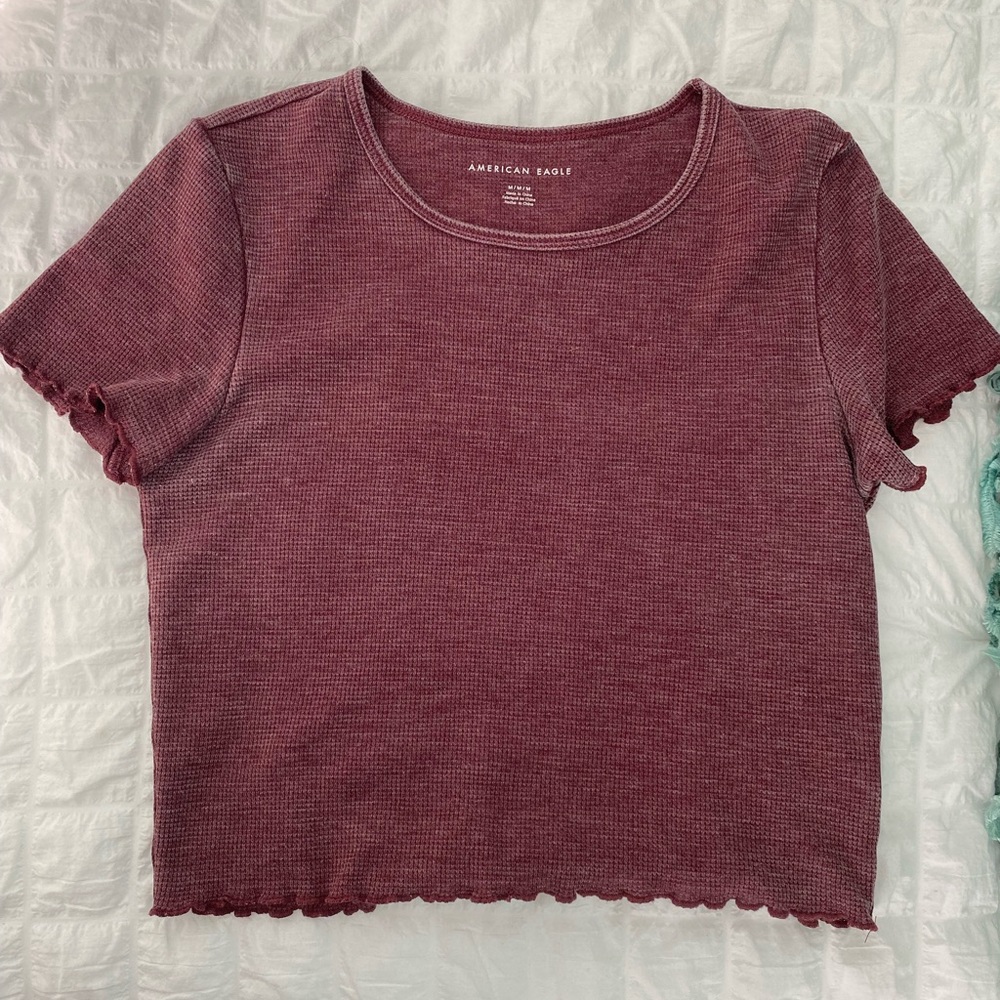 American Eagle Ruffle Baby Tee